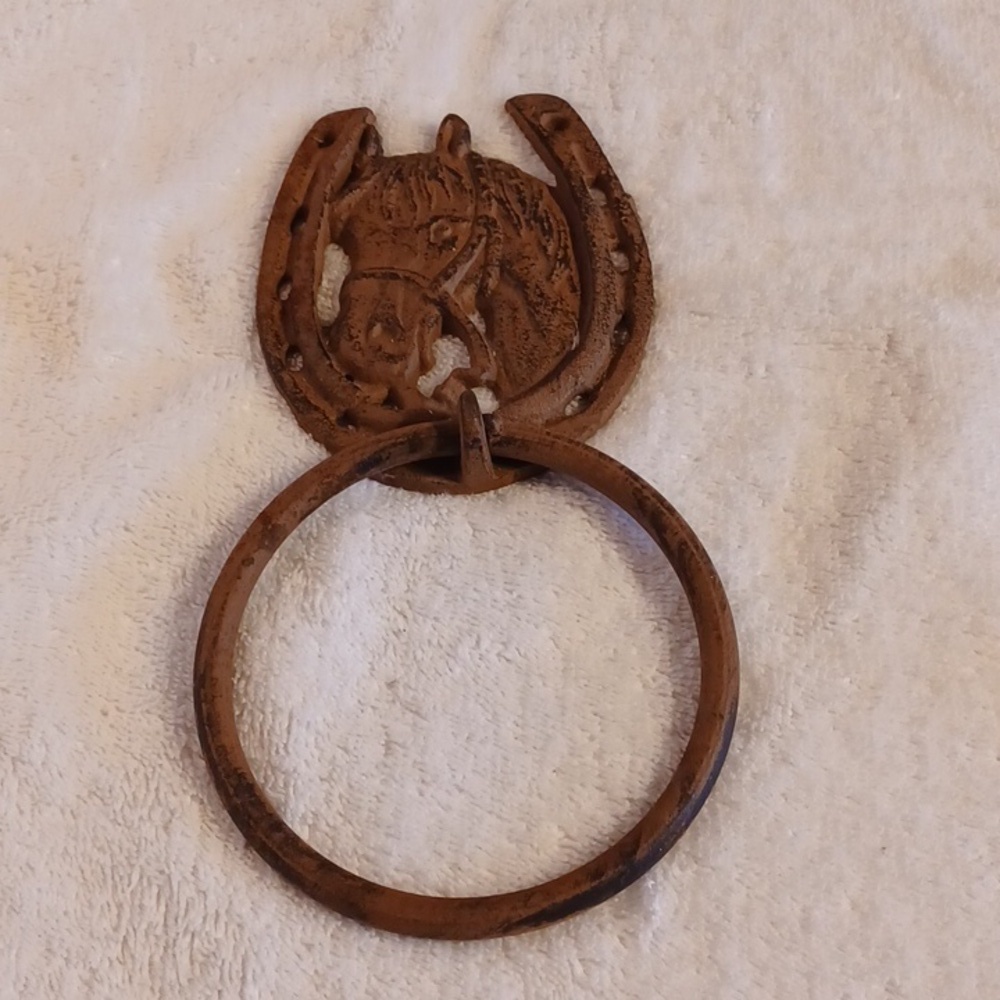Western horse horseshoe towel holder bathroom decor barn decor